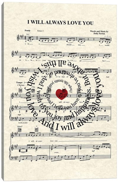 I Will Always Love You Canvas Art Print - '70s Music