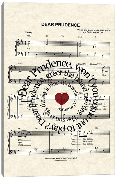 Dear Prudence Canvas Art Print - Musical Notes Art