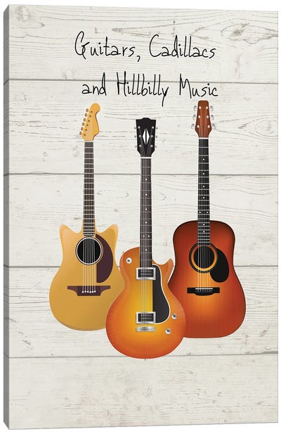 Guitars, Cadillacs And Hillbilly Music Canvas Art Print - Western Décor