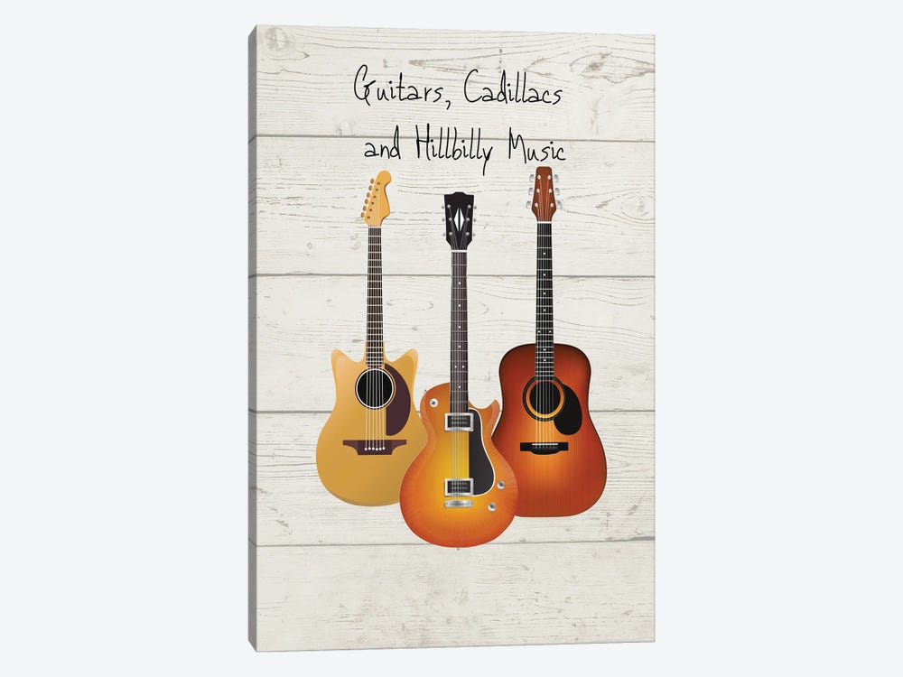Guitars, Cadillacs And Hillbilly Music by WordsandMusicArt 1-piece Canvas Print