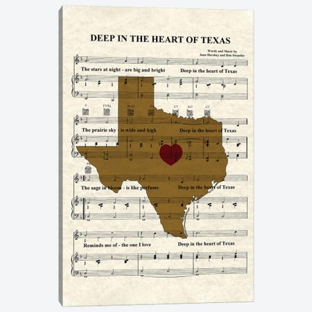 Deep In The Heart Of Texas Canvas Print #WAM8} by WordsAndMusicArt Art Print