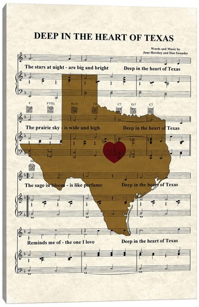 Deep In The Heart Of Texas Canvas Art Print - Country Music Art