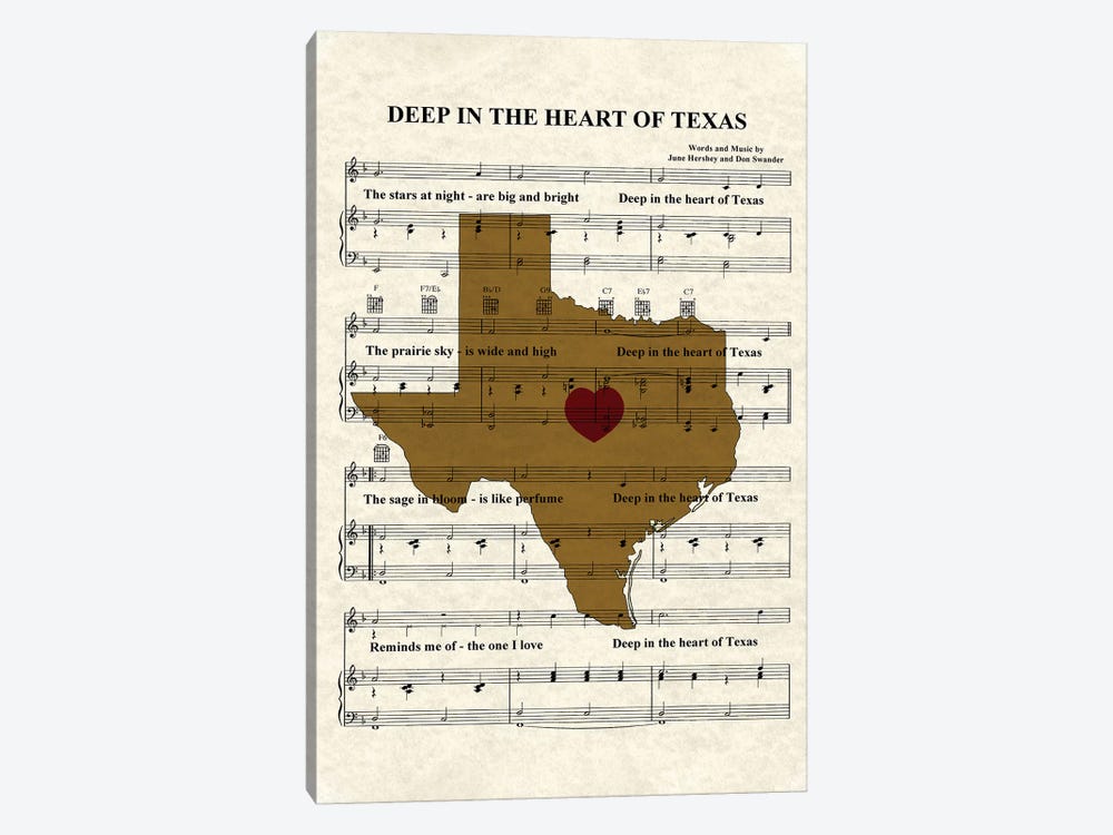 Deep In The Heart Of Texas by WordsandMusicArt 1-piece Art Print