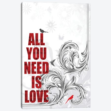 All You Need Is Love Poster Art Canvas Print #WAM92} by WordsAndMusicArt Canvas Artwork
