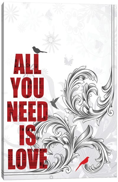 All You Need Is Love Poster Art Canvas Art Print - WordsandMusicArt