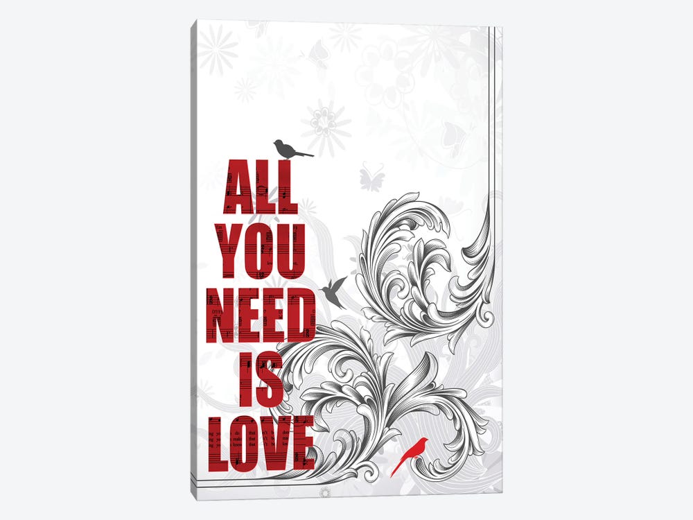 All You Need Is Love Poster Art by WordsandMusicArt 1-piece Canvas Artwork