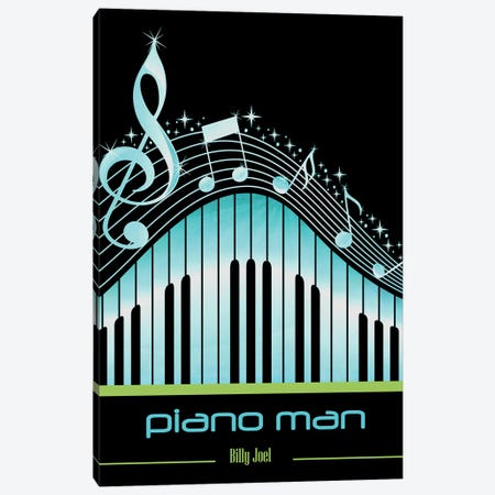 Piano Man Poster Art Canvas Print #WAM94} by WordsAndMusicArt Canvas Art Print