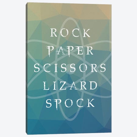 Rock, Paper, Scissors, Lizard, Spock Poster Art Canvas Print #WAM96} by WordsandMusicArt Canvas Print