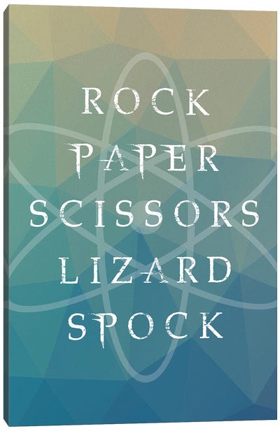 Rock, Paper, Scissors, Lizard, Spock Poster Art Canvas Art Print - WordsandMusicArt