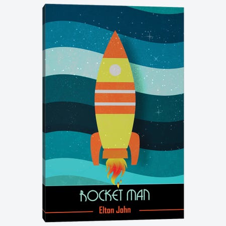 Rocket Man | Elton John Poster Art Canvas Print #WAM97} by WordsandMusicArt Canvas Art Print