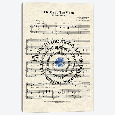 Fly Me To The Moon Canvas Print #WAM9} by WordsandMusicArt Art Print