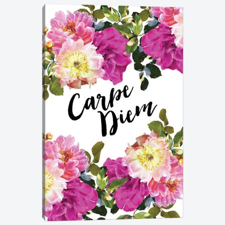 Carpe Diem Floral Canvas Print #WAO10} by Willow & Olive Canvas Artwork