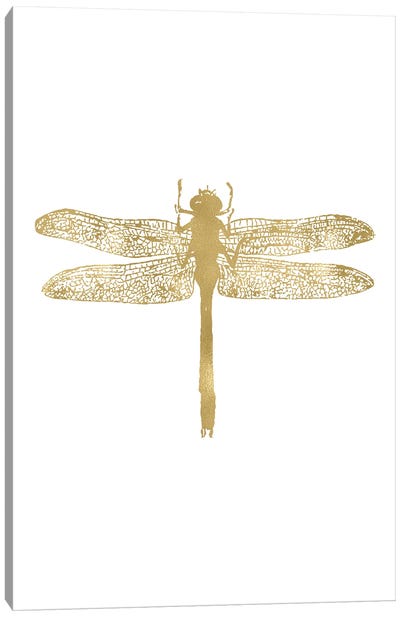 Dragonfly Gold Canvas Art Print - Dragonfly Art