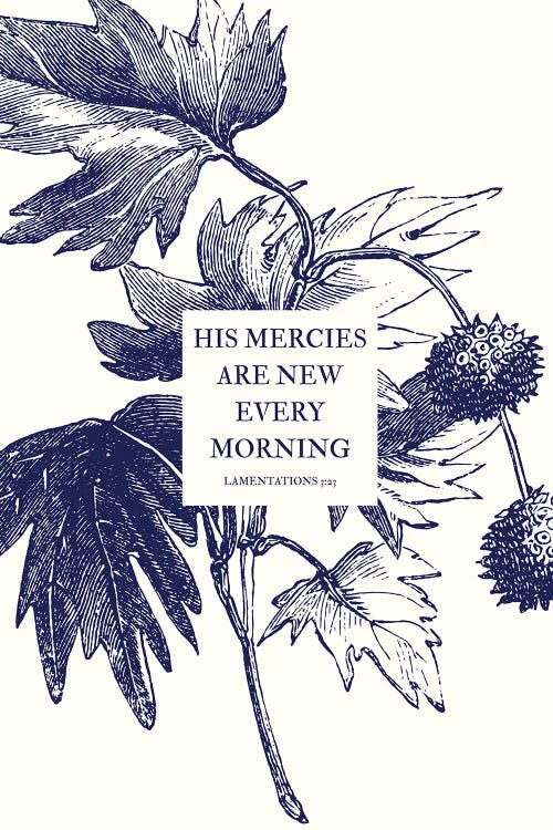 His Mercies Vintage Botanical Navy Cream