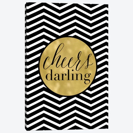 Cheers Darling Chevron Canvas Print #WAO11} by Willow & Olive Canvas Artwork