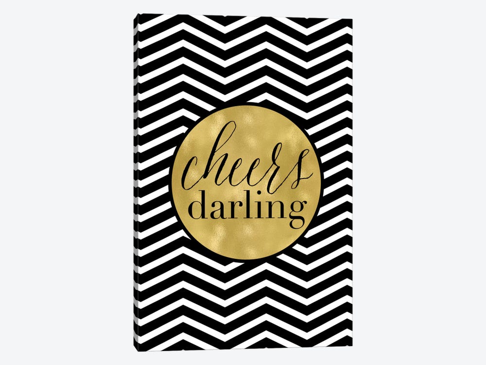 Cheers Darling Chevron by Willow & Olive 1-piece Canvas Artwork