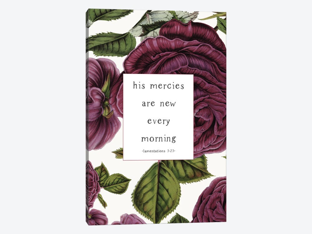His Mercies Vintage Roses by Willow & Olive 1-piece Canvas Art