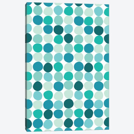 Mid Century Modern Dots Blue Canvas Print #WAO123} by Willow & Olive Art Print