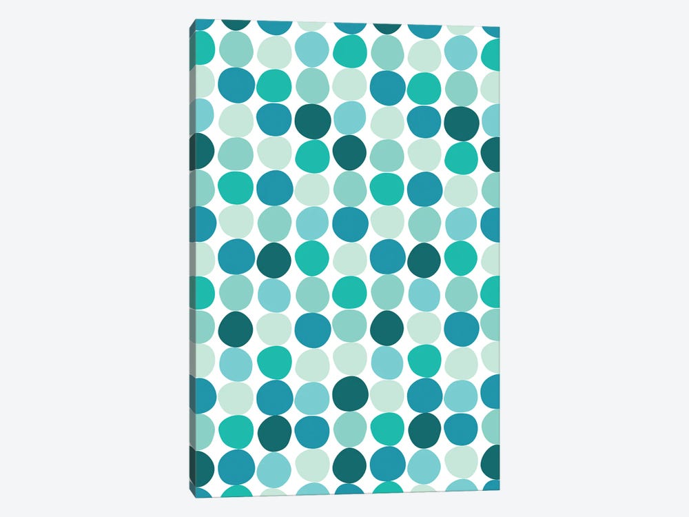 Mid Century Modern Dots Blue by Willow & Olive 1-piece Canvas Art Print
