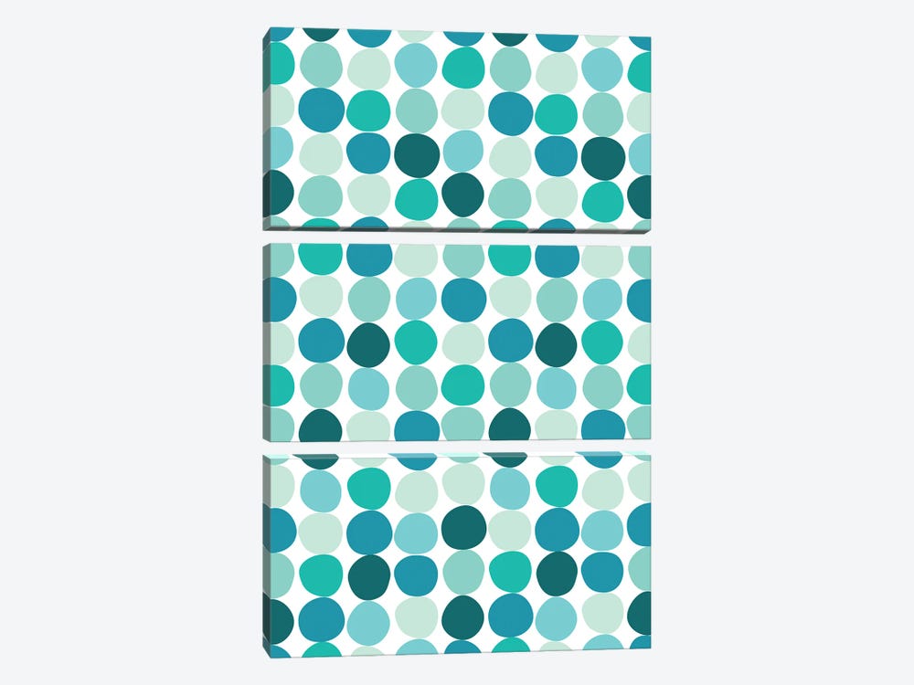 Mid Century Modern Dots Blue by Willow & Olive 3-piece Canvas Art Print