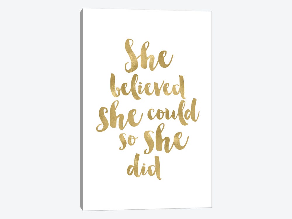 She Believed She Could Gold by Willow & Olive 1-piece Canvas Wall Art