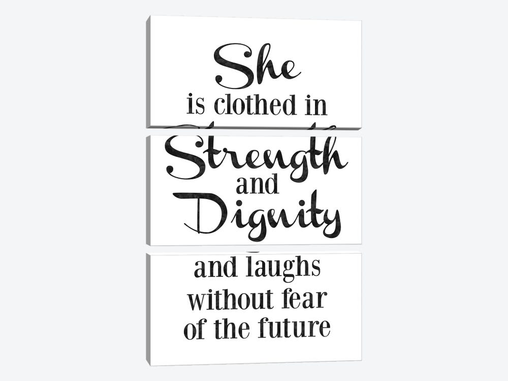 She Is Strength Dignity Black by Willow & Olive 3-piece Canvas Print