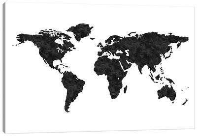 World Map Black Canvas Art Print - World Map Art