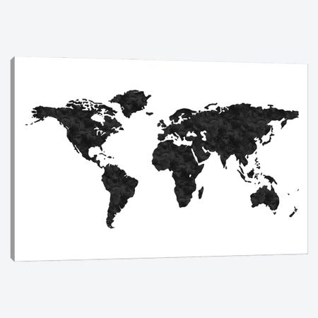 World Map Black Canvas Print #WAO136} by Willow & Olive Canvas Art Print