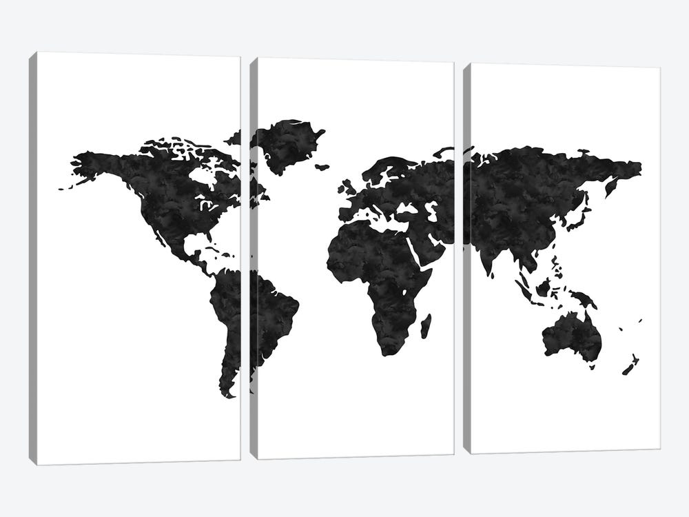 World Map Black by Willow & Olive 3-piece Art Print