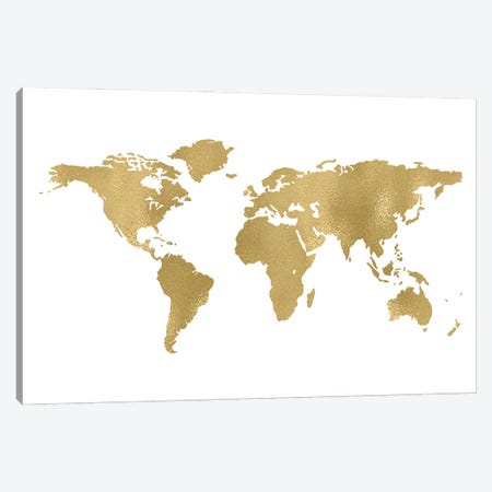 World Map Gold Canvas Print #WAO137} by Willow & Olive Art Print