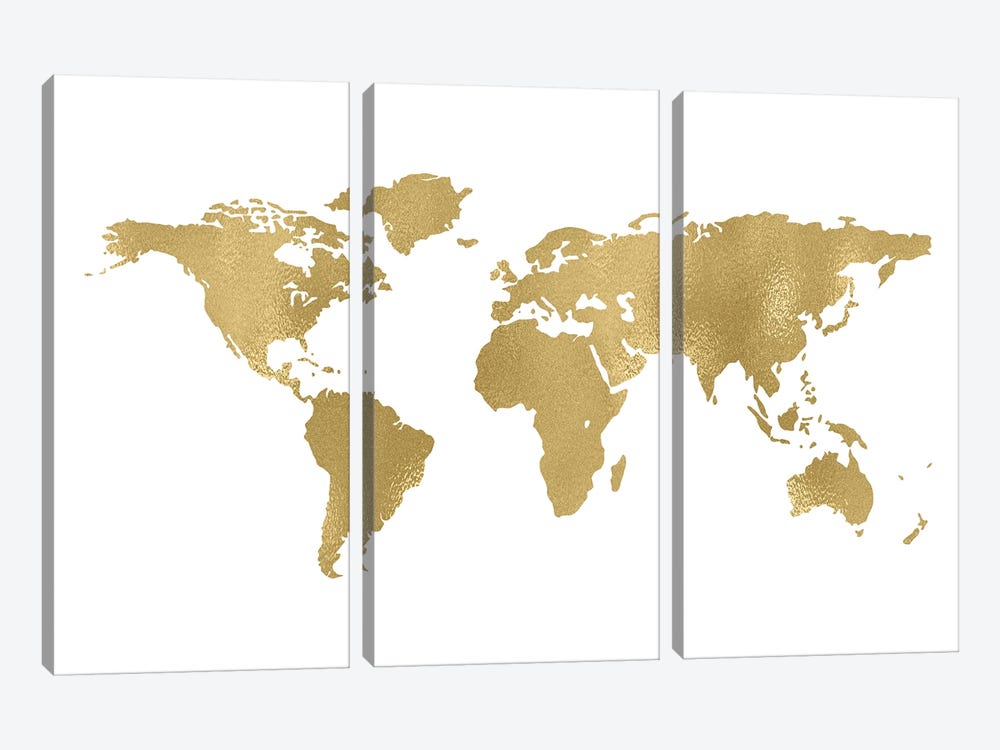 World Map Gold by Willow & Olive 3-piece Canvas Art