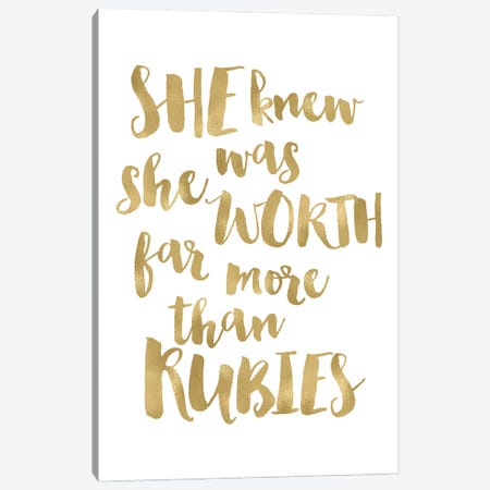 Worth Rubies Gold Canvas Print #WAO139} by Willow & Olive Canvas Artwork