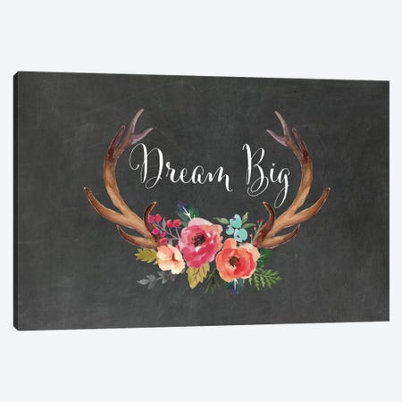 Dream Big Antlers Canvas Print #WAO13} by Willow & Olive Canvas Wall Art