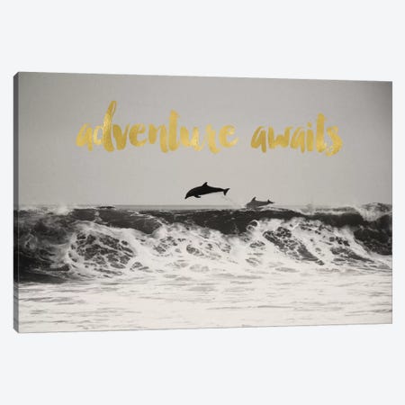 Adventure Awaits Gold Canvas Print #WAO1} by Willow & Olive Art Print
