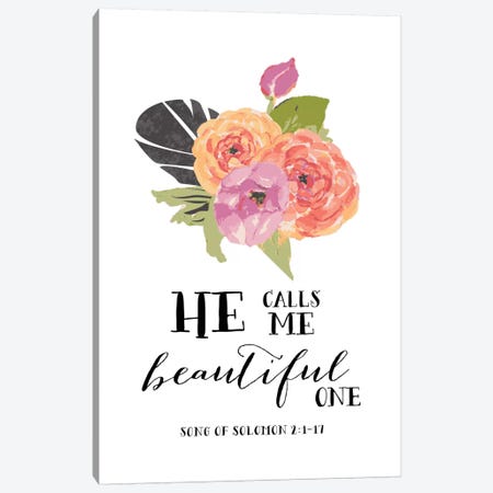 He Calls Me Beautiful One - Song Of Solomon 2:1-17 Canvas Print #WAO22} by Willow & Olive Canvas Art Print