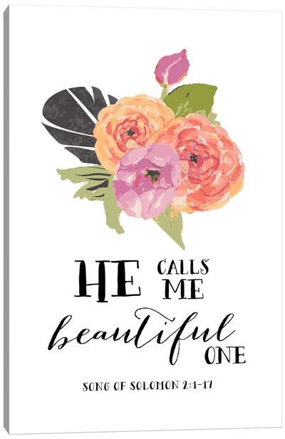 He Calls Me Beautiful One - Song Of Solomon 2:1-17 Canvas Art Print - Willow & Olive by Amy Brinkman