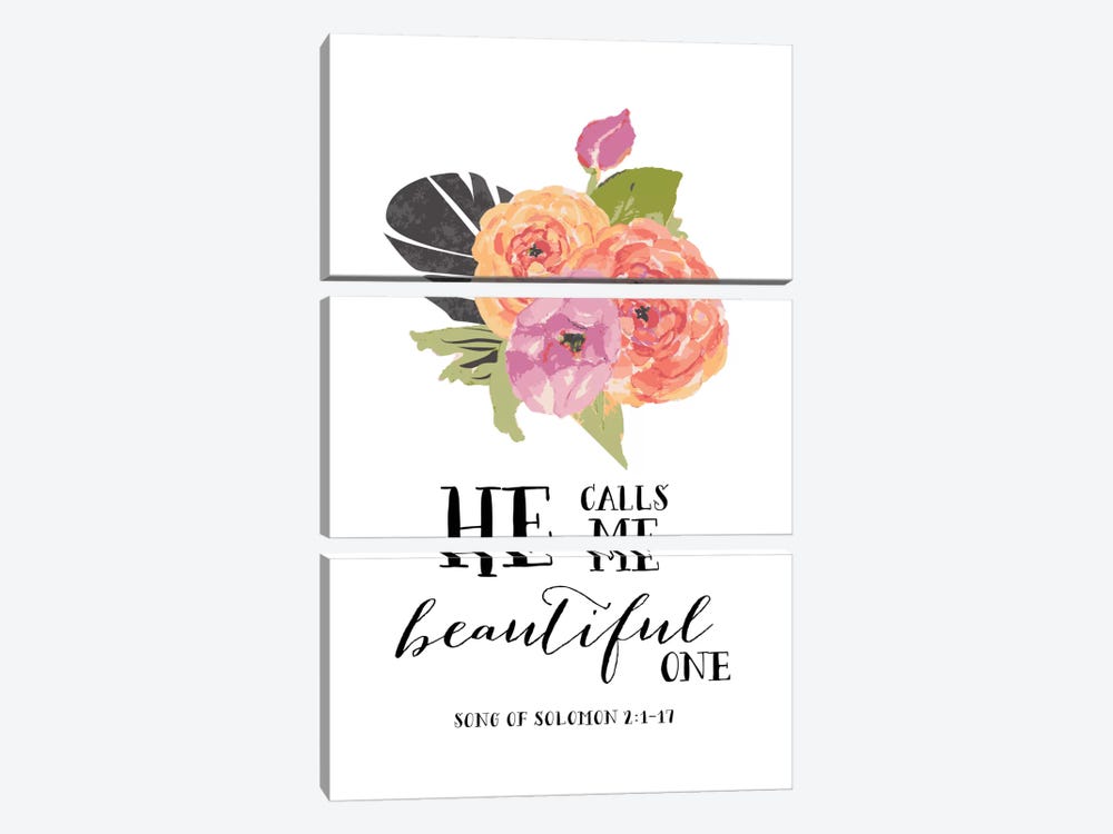 He Calls Me Beautiful One - Song Of Solomon 2:1-17 by Willow & Olive 3-piece Canvas Artwork