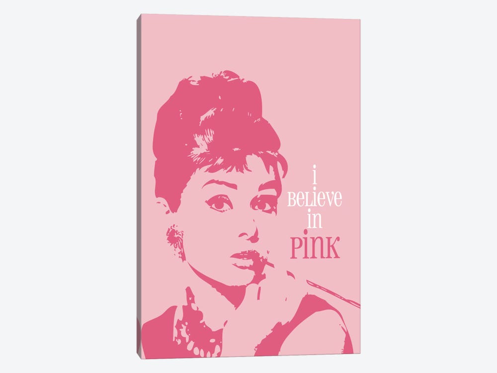 I Believe In Pink - Audrey Hepburn by Willow & Olive 1-piece Canvas Print