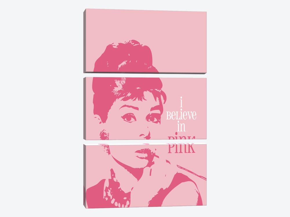 I Believe In Pink - Audrey Hepburn by Willow & Olive 3-piece Canvas Print
