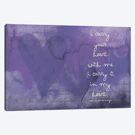 I Carry Your Heart - Cummings, Eggplant Canvas Print #WAO28} by Willow & Olive Canvas Print