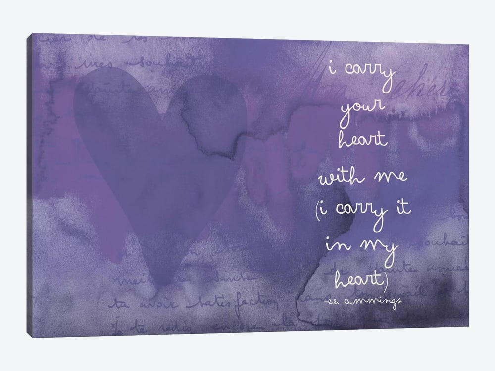 I Carry Your Heart - Cummings, Eggplant by Willow & Olive 1-piece Canvas Wall Art