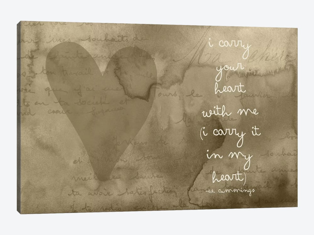I Carry Your Heart - Cummings, Taupe by Willow & Olive 1-piece Art Print