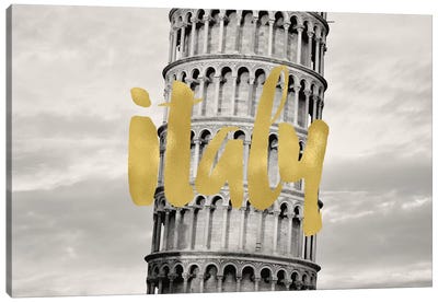 Italy Pisa Gold Canvas Art Print - Leaning Tower of Pisa