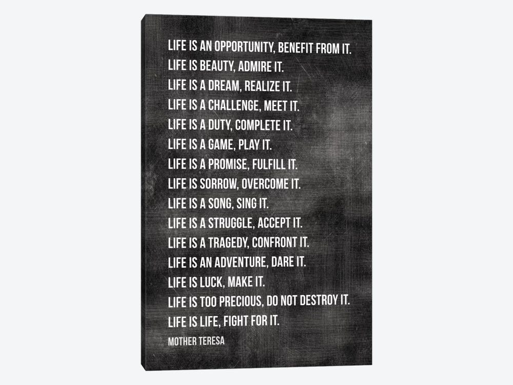 Life Is… - Mother Teresa by Willow & Olive 1-piece Canvas Art