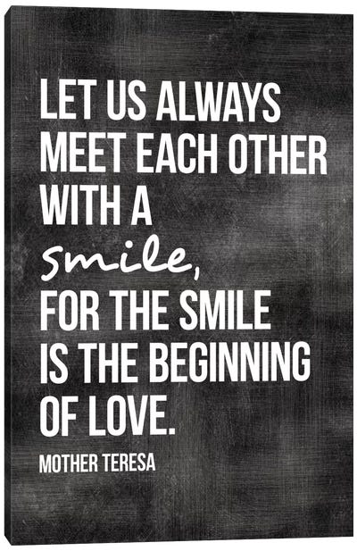Meet With A Smile - Mother Teresa Canvas Art Print - Words of Wisdom