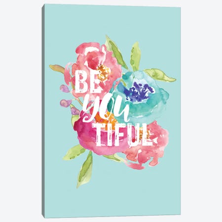 BeYOUtiful Floral Canvas Print #WAO4} by Willow & Olive Canvas Artwork