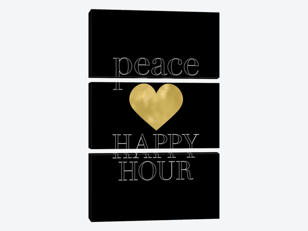 Peace Loves Happy Hour Gold by Willow & Olive 3-piece Canvas Print