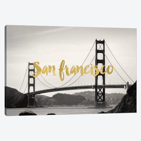 San Francisco Golden Gate Gold Canvas Print #WAO56} by Willow & Olive Art Print