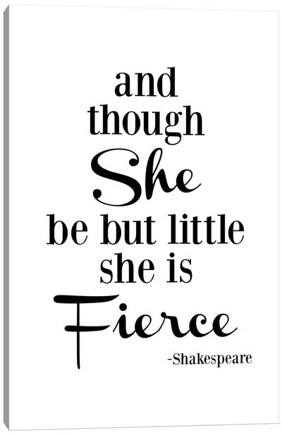 She Is Fierce - Shakespeare Canvas Art Print - Willow & Olive by Amy Brinkman