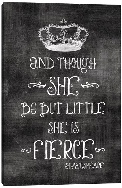 She Is Fierce With Crown - Shakespeare Canvas Art Print - Motivational